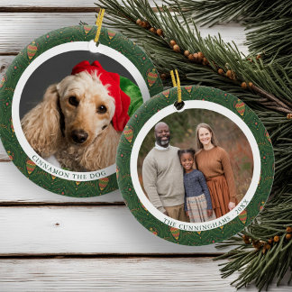 Einfache Vintage Familie Weihnachten 2 Fotos Keramik Ornament