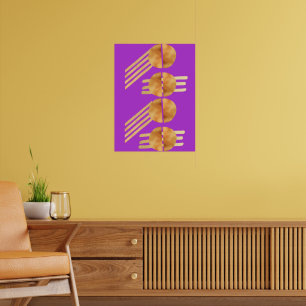 einfache Vintage-Gold-Ästhetik über violettem Hint Poster