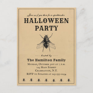 Einfache Vintage-Halloween-Party-Einladung Postkarte