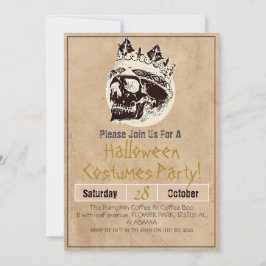 Einfache Vintage Halloween-Party Gothic Skull Einladung