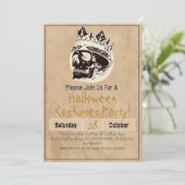 Einfache Vintage Halloween-Party Gothic Skull Einladung (Stehend Vorderseite)