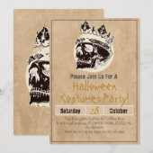 Einfache Vintage Halloween-Party Gothic Skull Einladung (Vorne/Hinten)