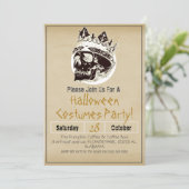 Einfache Vintage Halloween-Party Gothic Skull Einladung (Stehend Vorderseite)