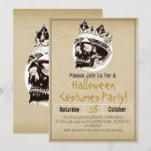 Einfache Vintage Halloween-Party Gothic Skull Einladung (Vorne/Hinten)