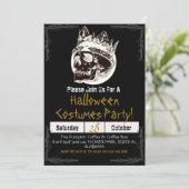 Einfache Vintage Halloween-Party Gothic Skull Einladung (Stehend Vorderseite)