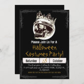 Einfache Vintage Halloween-Party Gothic Skull Einladung (Vorne/Hinten)