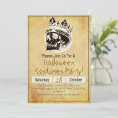 Einfache Vintage Halloween-Party Gothic Skull Einladung (Stehend Vorderseite)