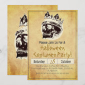 Einfache Vintage Halloween-Party Gothic Skull Einladung (Vorne/Hinten)