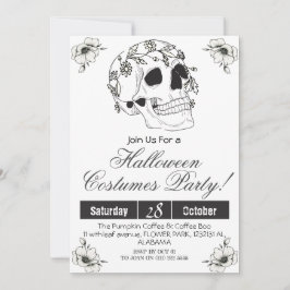 Einfache Vintage Halloween-Party Gothic Skull Einladung