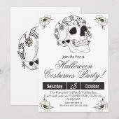 Einfache Vintage Halloween-Party Gothic Skull Einladung (Vorne/Hinten)