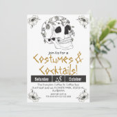 Einfache Vintage Halloween-Party Gothic Skull Einladung (Stehend Vorderseite)