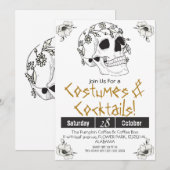 Einfache Vintage Halloween-Party Gothic Skull Einladung (Vorne/Hinten)