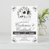 Einfache Vintage Halloween-Party Gothic Skull Einladung (Stehend Vorderseite)