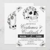 Einfache Vintage Halloween-Party Gothic Skull Einladung (Vorne/Hinten)
