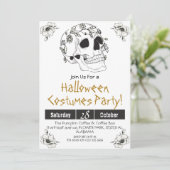 Einfache Vintage Halloween-Party Gothic Skull Einladung (Stehend Vorderseite)