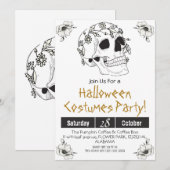 Einfache Vintage Halloween-Party Gothic Skull Einladung (Vorne/Hinten)