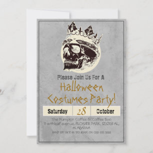 Einfache Vintage Halloween-Party Gothic Skull Einladung
