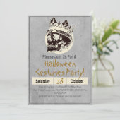 Einfache Vintage Halloween-Party Gothic Skull Einladung (Stehend Vorderseite)