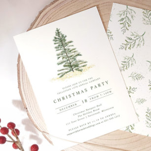Einfache Vintage Immergrüne Weihnachtsfeier Einladung
