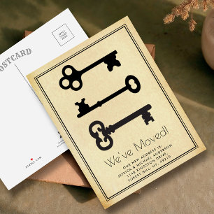 Einfache Vintage-Minimal-Key-Umsiedlungsankündigun Ankündigungspostkarte