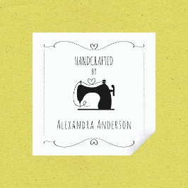 Einfache Vintage Nähmaschine Handfahrzeuge Quadratischer Aufkleber