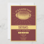 Einfache Vintage Retro Gold Fußball Geburtstag Einladung (Vorderseite)