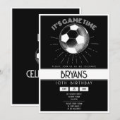 Einfache Vintage Retro White Soccer Geburtstag Einladung (Vorne/Hinten)