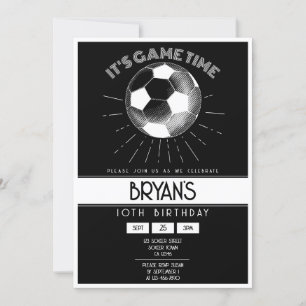 Einfache Vintage Retro White Soccer Geburtstag Einladung