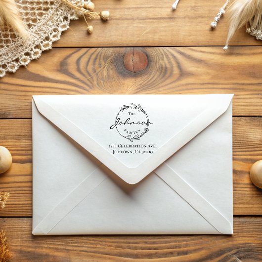 Einfache Vintage Round-Blätter-Familiendaten Gummistempel