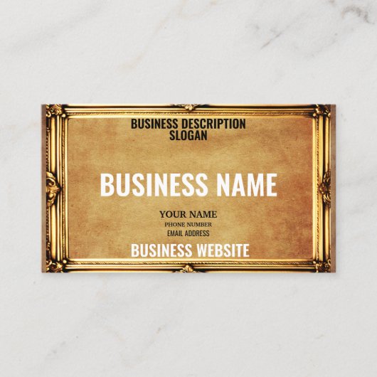 Einfache, Vintage, rustikale Goldrahmen-Konstrukti Visitenkarte (Vorderseite)