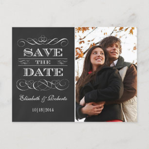 Einfache Vintage-Schiefertafel Save-the-Date-Karte Ankündigungspostkarte