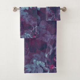 Einfache Vintage Viktorianische Rote Flora-Design| Badhandtuch Set