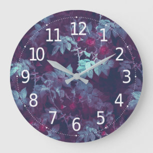 Einfache Vintage Viktorianische Rote Flora-Design  Große Wanduhr