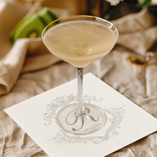 Einfache Vintage Wappen-Monogramm-Hochzeit Serviette