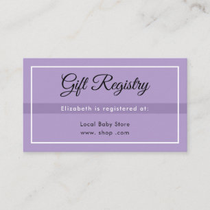 Einfache violette Babyshower-Registrierungskarte Begleitkarte