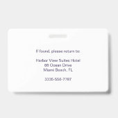 Einfache violette benutzerdefinierte Hotel-Concier Ausweis (Rückseite)