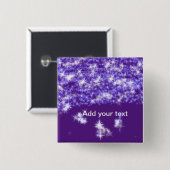 Einfache violette Glitter-Sterne fügen Sie Ihren T Button (Vorne & Hinten)