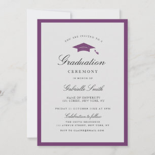 Einfache violette Rand-Grad-Zeremonie-Einladung Einladung