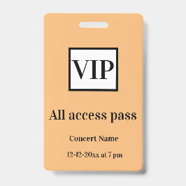 einfache vip alle access pass Konzertnamen besetzt Ausweis