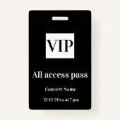einfache vip alle access pass Konzertnamen besetzt Ausweis (Vorderseite)