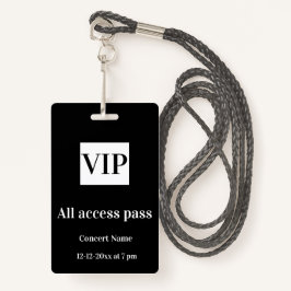 einfache vip alle access pass Konzertnamen besetzt Ausweis