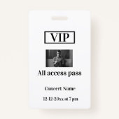 einfache vip alle access pass Konzertnamen besetzt Ausweis (Vorderseite)