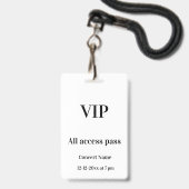 einfache vip alle access pass Konzertnamen besetzt Ausweis (Vorderseite mit Lanyard)