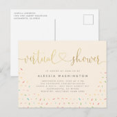 Einfache virtuelle Dusche mit Beige & Gold-Kalligr Einladungspostkarte (Vorne/Hinten)