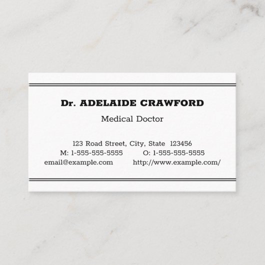 Einfache Visitenkarte für den Gesundheitsspezialis (Vorderseite)