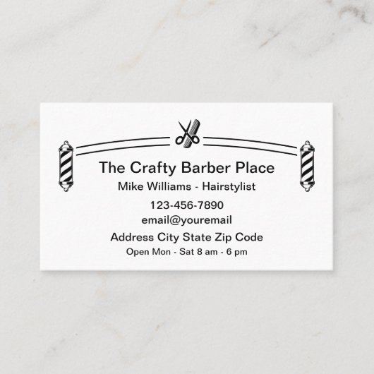 Einfache Visitenkarte für den klassischen Friseurs (Vorderseite)