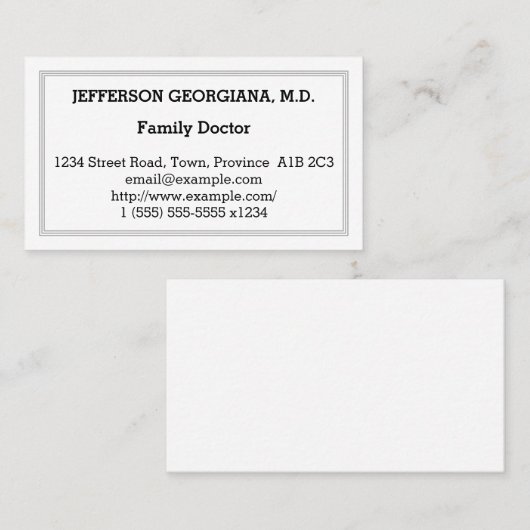 Einfache Visitenkarte für Familienärzte (Vorne/Hinten)