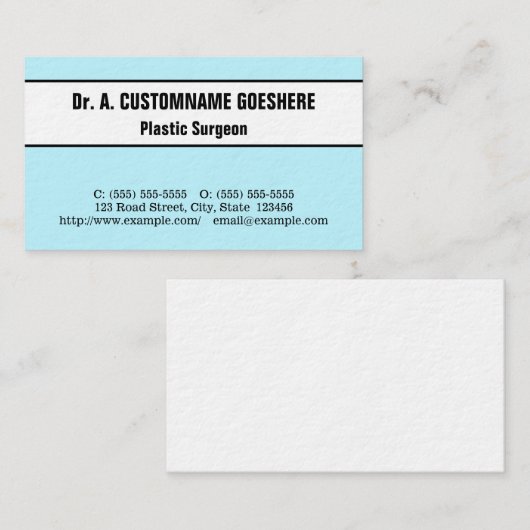 Einfache Visitenkarte für plastische Chirurgen (Vorne/Hinten)