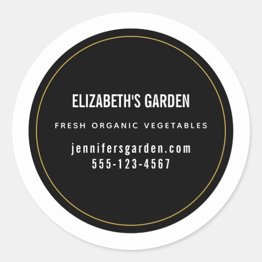 Einfache Visitenkarte im schwarzen Hintergrund Runder Aufkleber (Vorderseite)