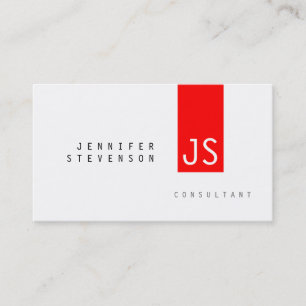Einfache Visitenkarte mit rotem Monogramm-Streifen